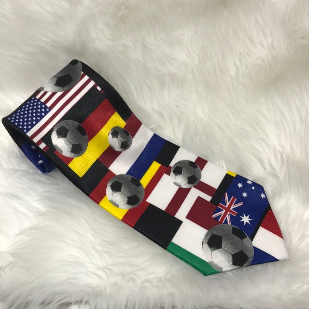 Super Fan Soccer and Flags Tie